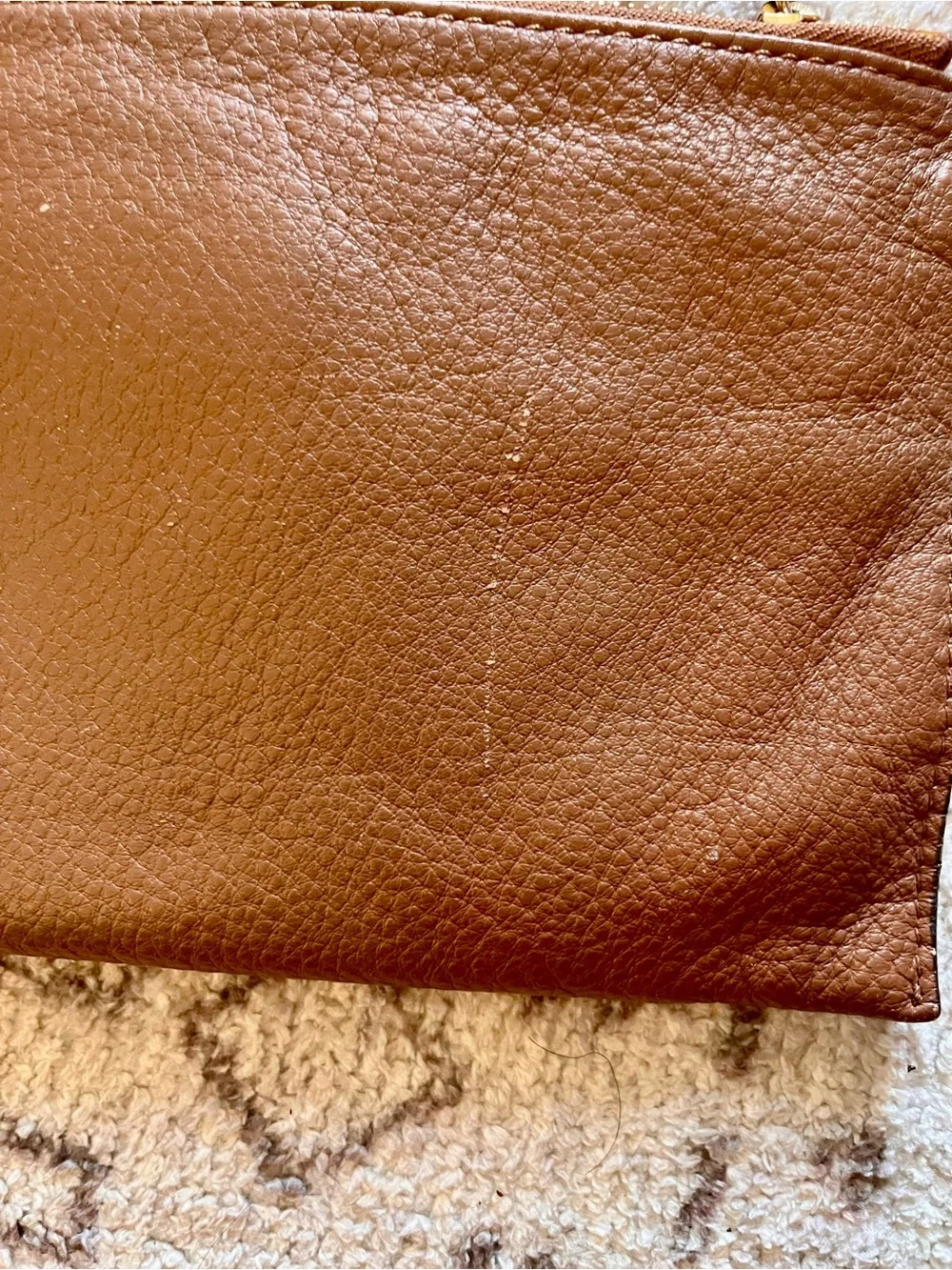 Michael Kors Chestnut Brown Leather Wristlet Clutch with Gold MK Emblem
